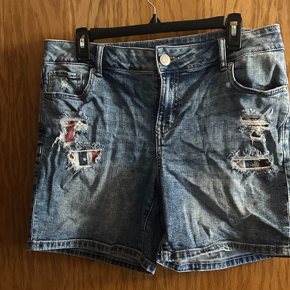 Maurices Blue Distressed Jean Shorts